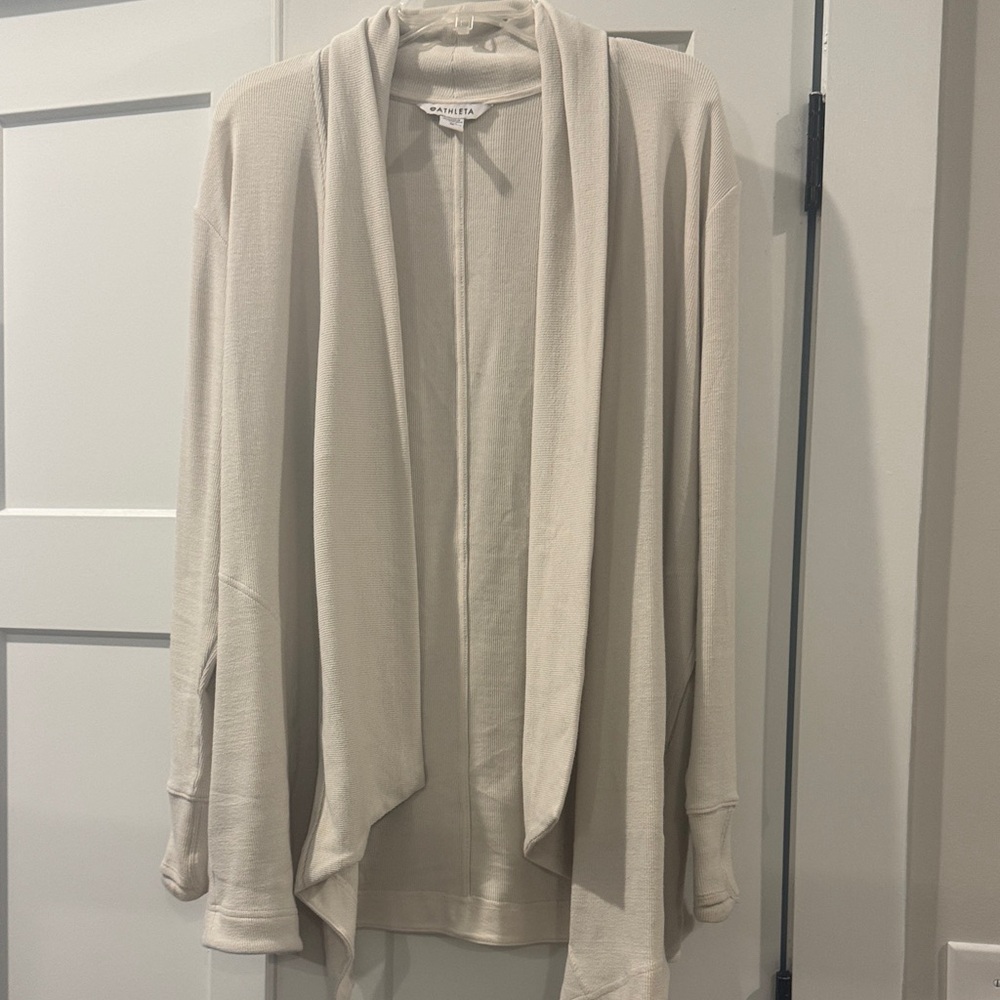 Athleta Cream Open-Front Cardigan